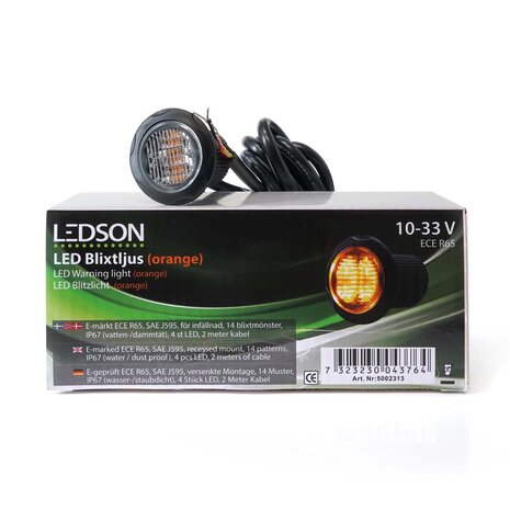 LEDSON - LED FLASH LIGHT - HIDE AWAY - ECE R65 - ORANJE