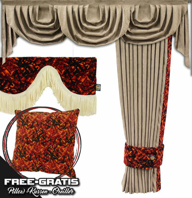 SET GORDIJNEN COMPLEET DEENSTE STOF VRACHTWAGEN