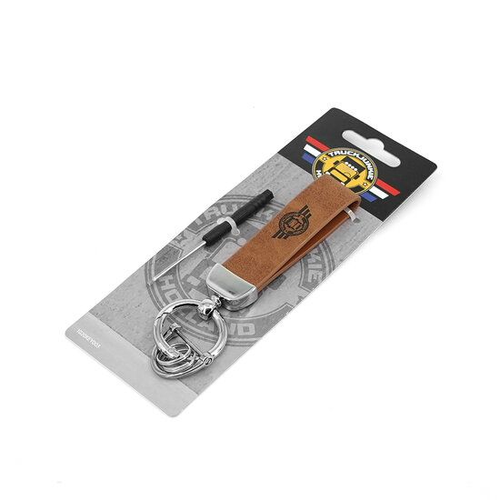 SLEUTELHANGER MET GEGRAVEERD LOGO - BRUIN met Ring