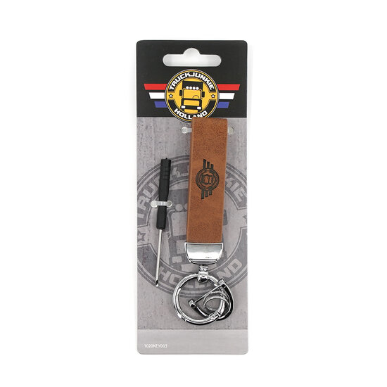 SLEUTELHANGER MET GEGRAVEERD LOGO - BRUIN met Ring