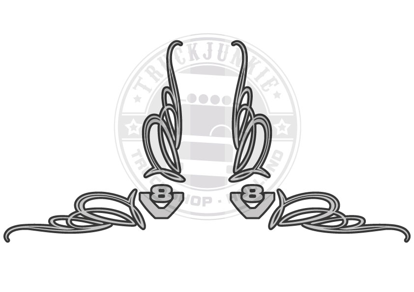 V8 - RAAMSTICKER HOEK - 2 KLEUR