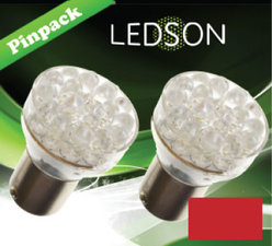 LED-LAMP ROOD - 24 DIODE  P21W  BA15s 