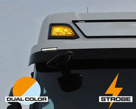 STROBE | DUAL COLOR -  LED ORANJE/WIT POSITIELICHT + FLITSER  SKYLIGHT - PASSEND VOOR SCANIA +2016