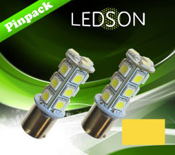 LED-LAMP GEEL/ORANJE 360 P21W 18SMD BA15s